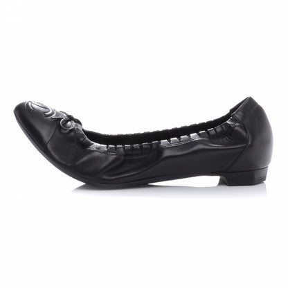 Chanel Leather CC Ballet Flats 38.5 Black 1 of 7
