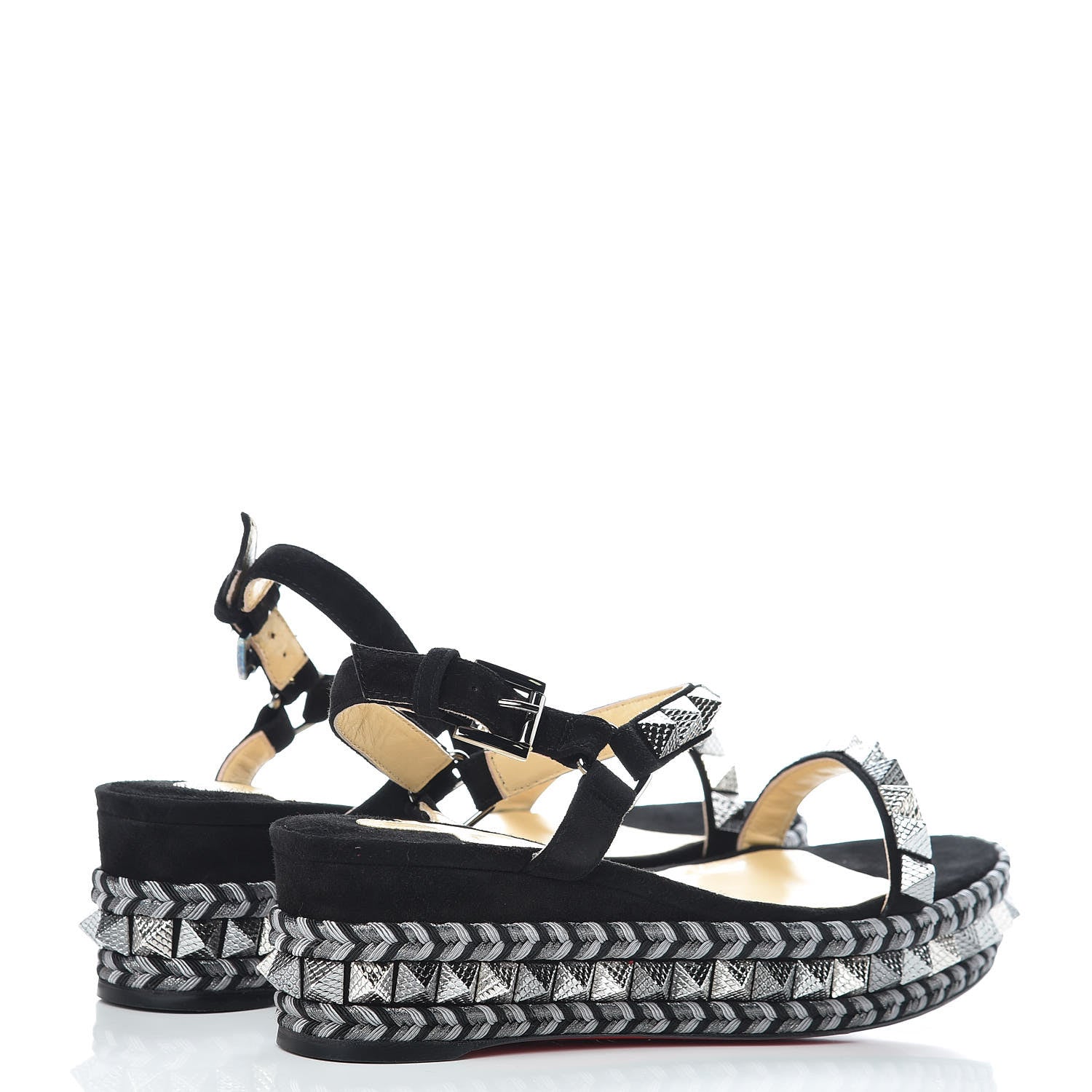 Christian Louboutin Veau Velours Specchio Vintage Pyraclou 60 Platform Sandals 37 Black 4 of 8