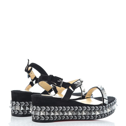 Christian Louboutin Veau Velours Specchio Vintage Pyraclou 60 Platform Sandals 37 Black 4 of 8