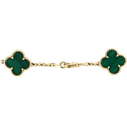 Van Cleef & Arpels 18K Yellow Gold Malachite 20 Motifs Vintage Alhambra Necklace 4 of 6