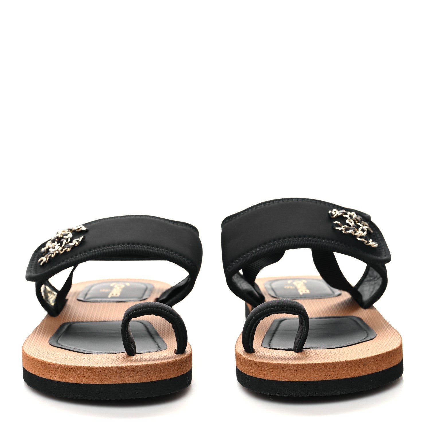 Chanel Fabric Lambskin CC Sandals 39 Black 2 of 8