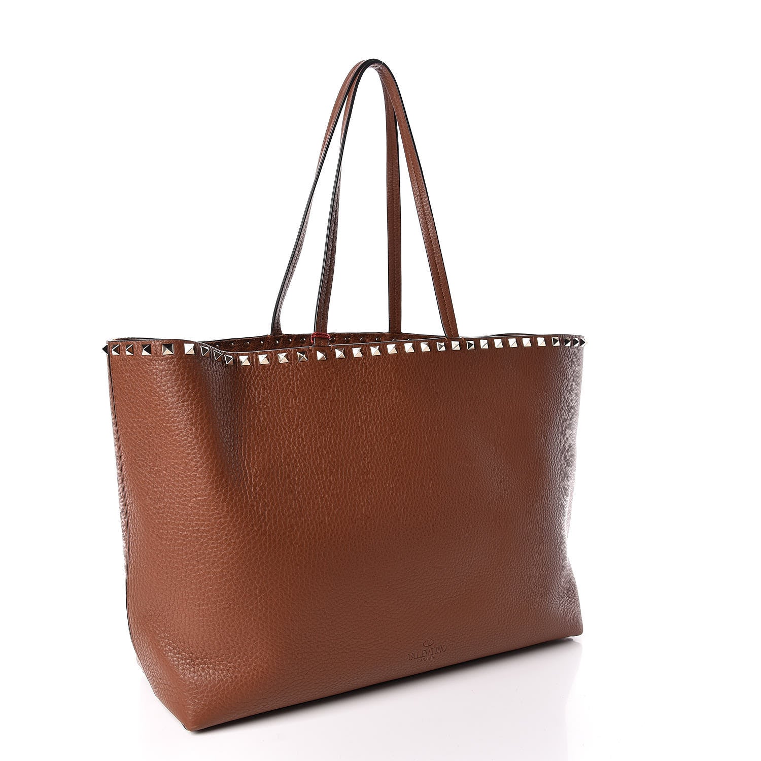 Valentino Garavani Grained Calfskin Rockstud Shoulder Tote Bright Cognac 3 of 13