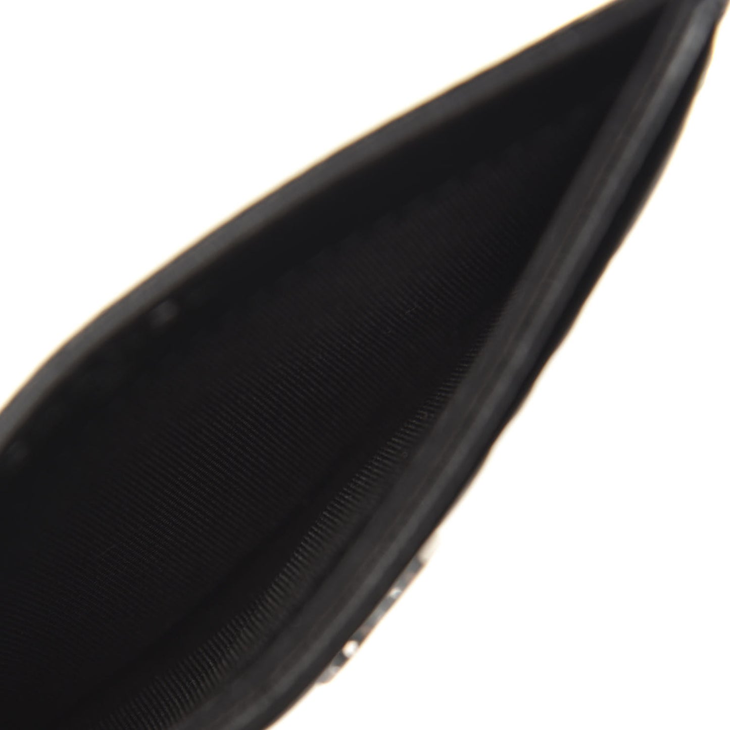 Caviar Camellia Embossed Card Holder Black