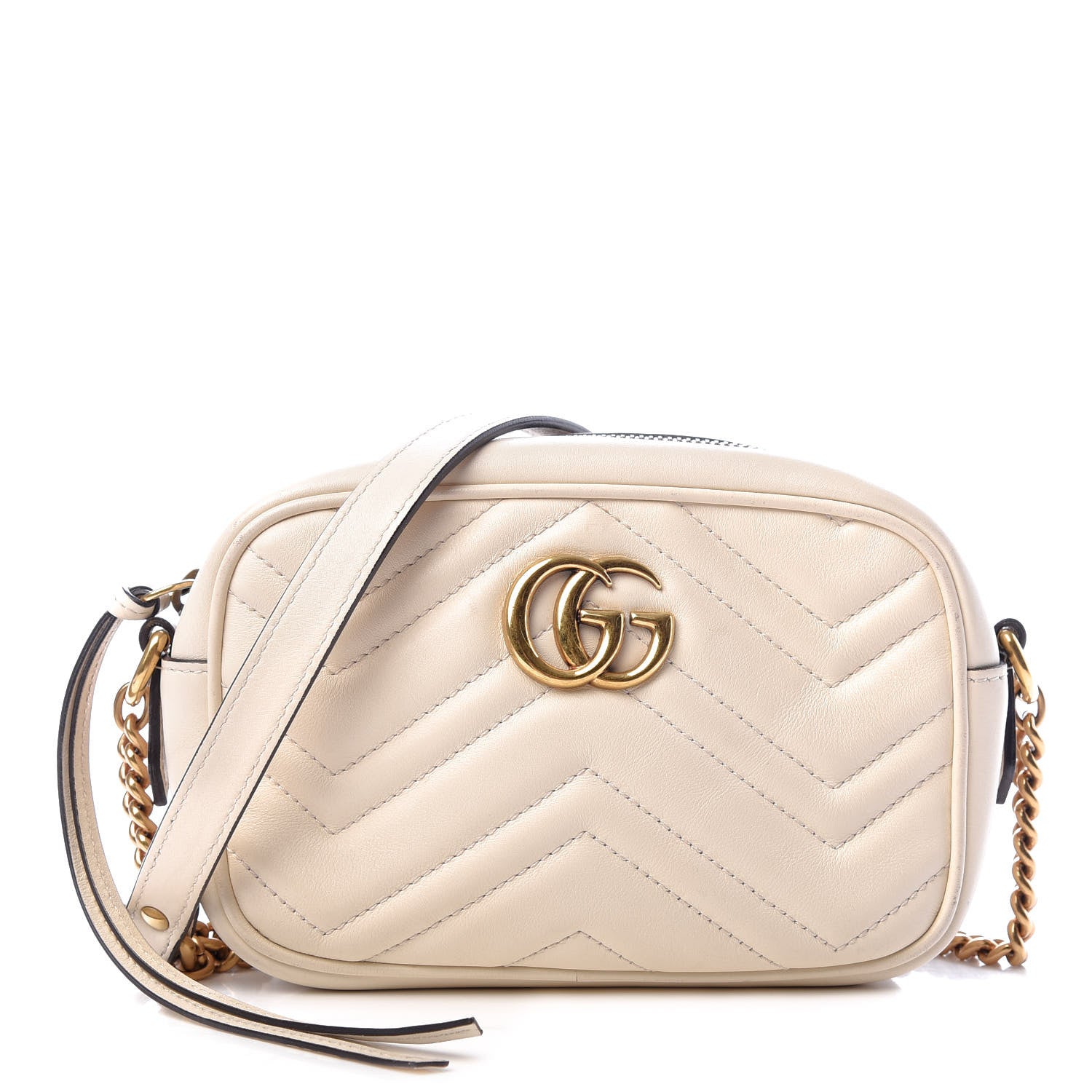 Gucci Calfskin Matelasse Mini GG Marmont Chain Shoulder Bag White 1 of 10