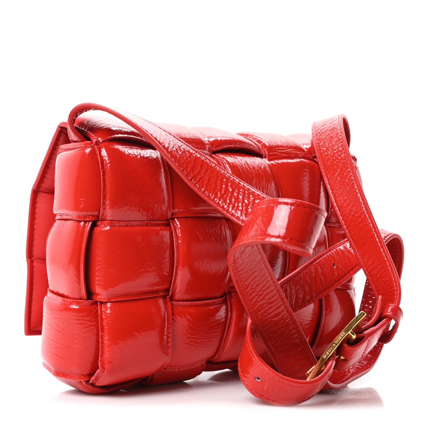 Textured Deerskin Maxi Intrecciato Padded Cassette Crossbody Bag Chili