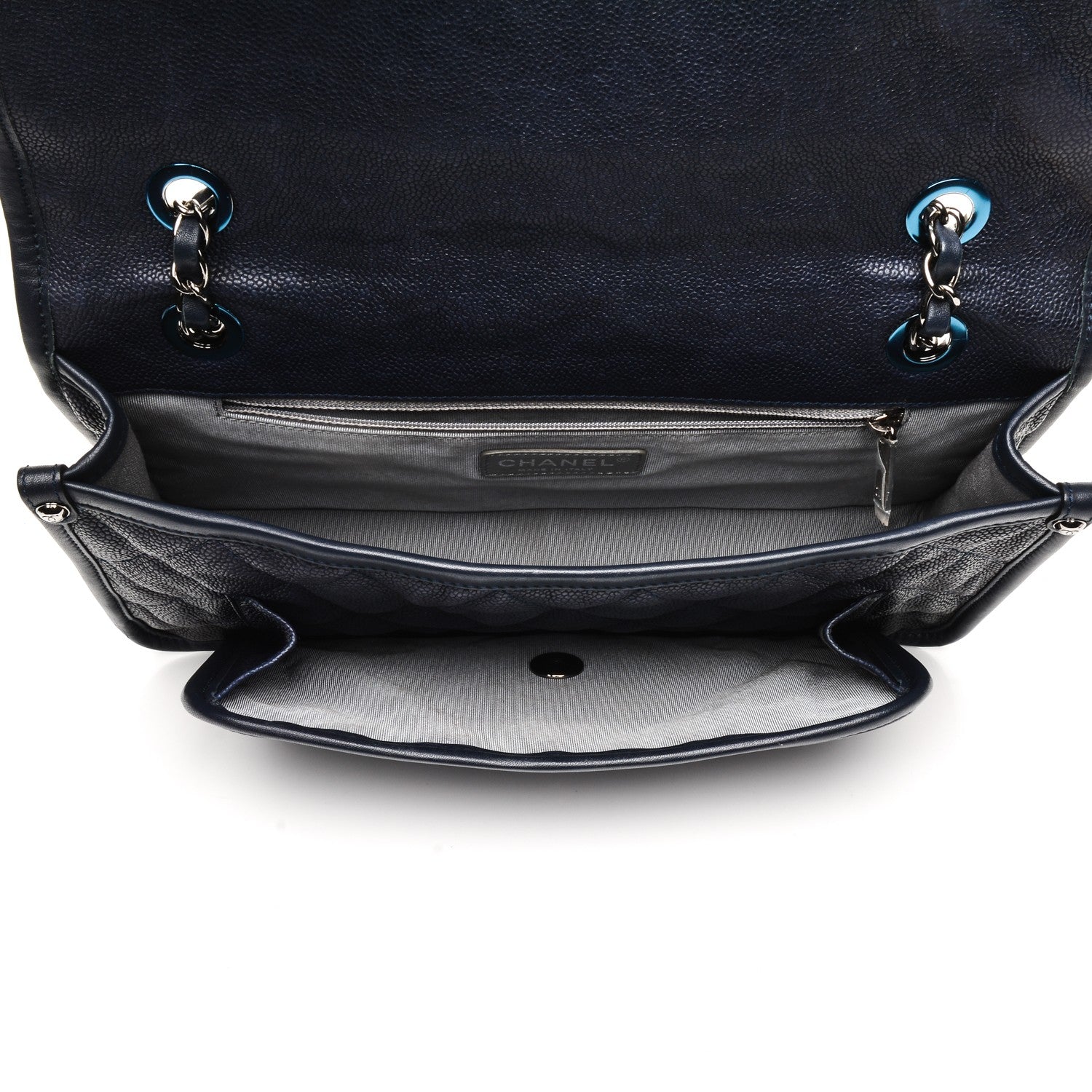 Chanel Caviar Quilted Medium French Riviera Flap Dark Navy Blue 5 of 8