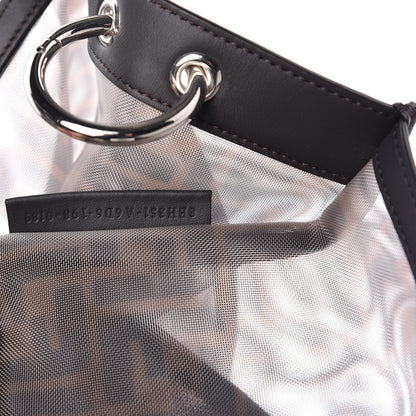 Fendi Mesh Vitello Century Cuoio FF 1974 Large Runaway Shopper Tote Marrone Black Ebano 9 of 10