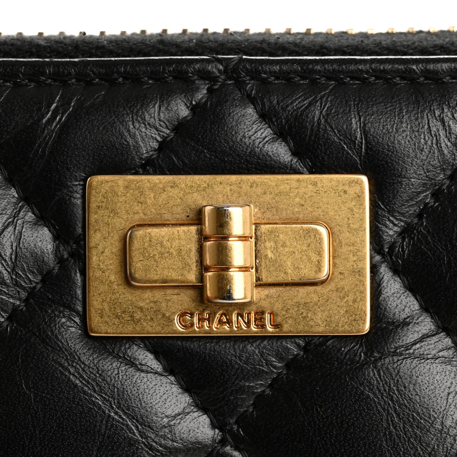 Chanel Aged Calfskin Quilted Reissue Large Gusset Zip Around Wallet Black 10 of 13