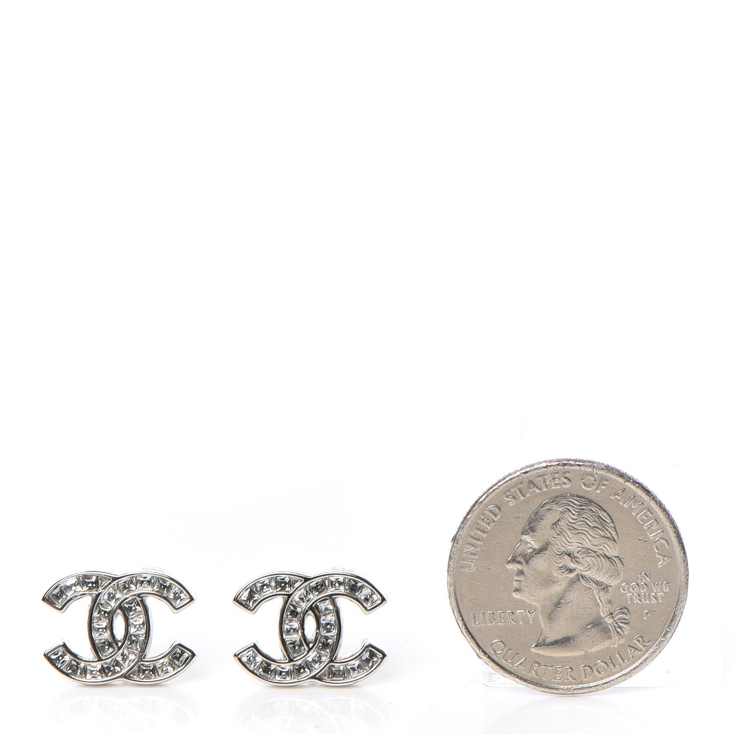 Baguette Crystal CC Earrings Silver