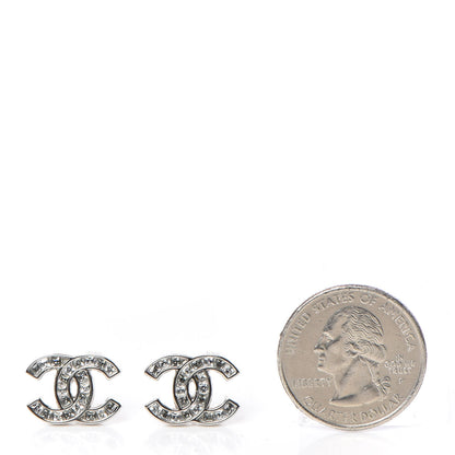 Chanel Baguette Crystal CC Earrings Silver 2 of 6