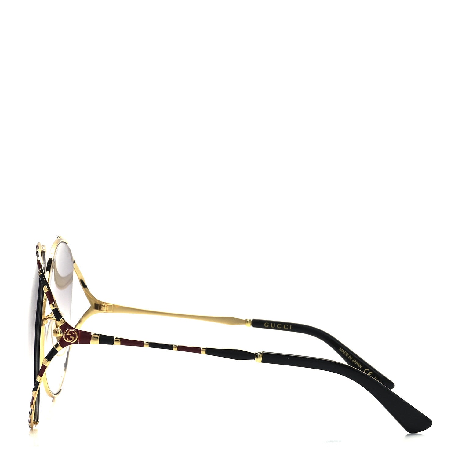 Gucci Metal Round Frame GG0595S Sunglasses Gold Black 3 of 8