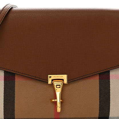 Burberry Derby Calfskin House Check Small Macken Crossbody Bag Tan 9 of 11