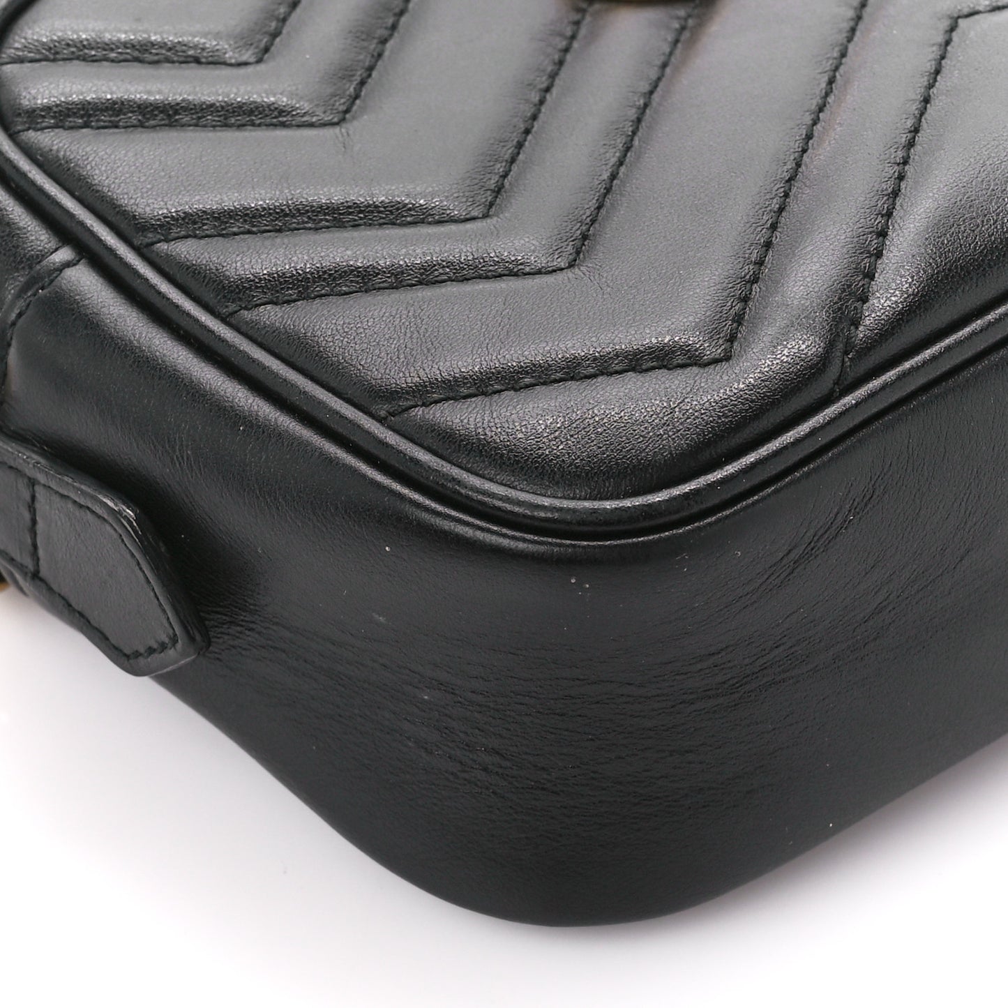 Calfskin Matelasse Mini GG Marmont Chain Shoulder Bag Black