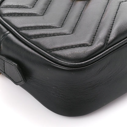 Gucci Calfskin Matelasse Mini GG Marmont Chain Shoulder Bag Black 10 of 11