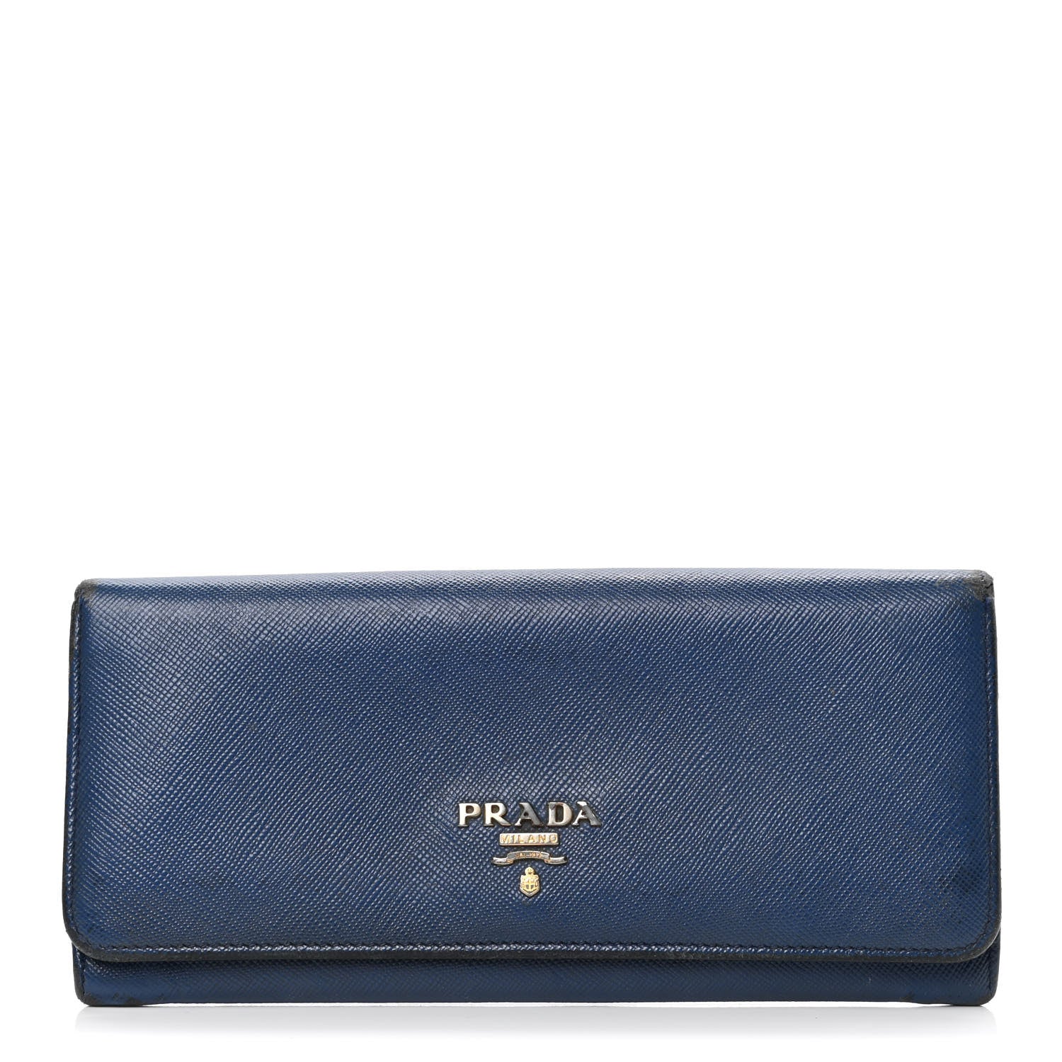 Prada Saffiano Metal Continental Flap Wallet Bleuette 1 of 6