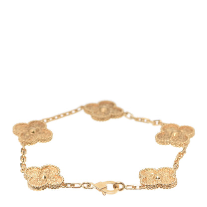 Van Cleef & Arpels 18K Yellow Gold 5 Motifs Vintage Alhambra Bracelet 3 of 7