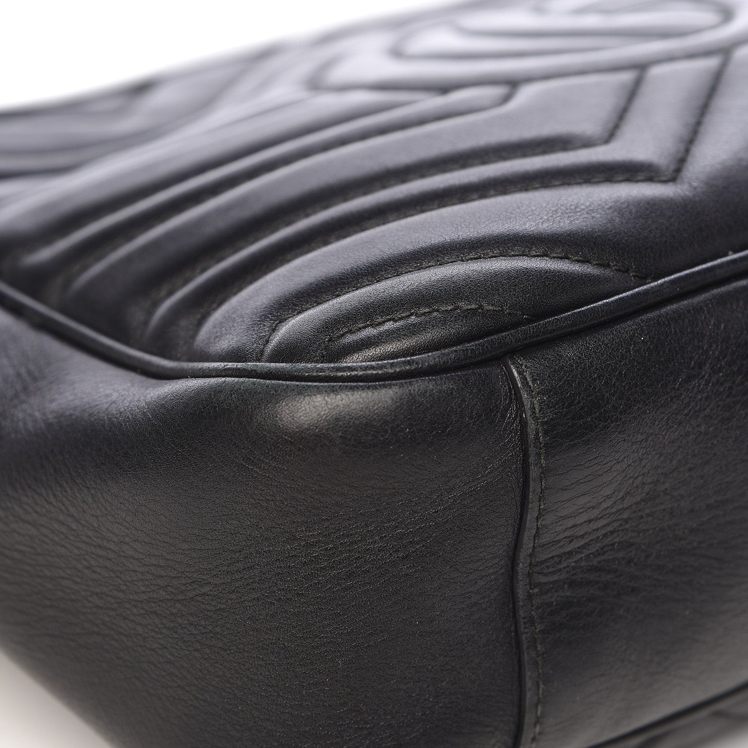 Gucci Calfskin Matelasse Medium GG Marmont Chain Shoulder Bag Black 12 of 15