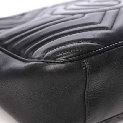 Gucci Calfskin Matelasse Medium GG Marmont Chain Shoulder Bag Black 12 of 15