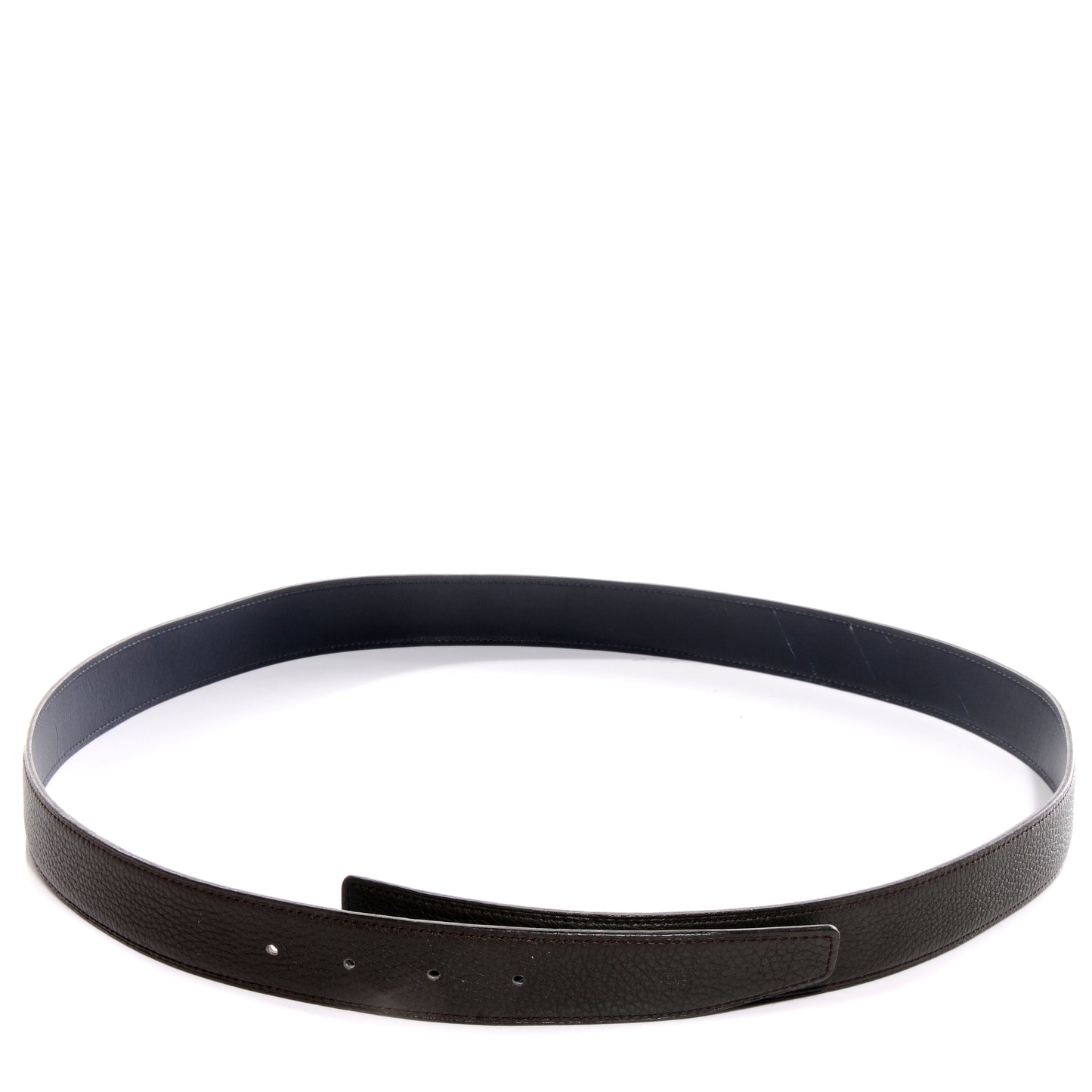 Taurillon Clemence Box Reversible 32mm Belt Strap 110 Vert Caucase Indigo