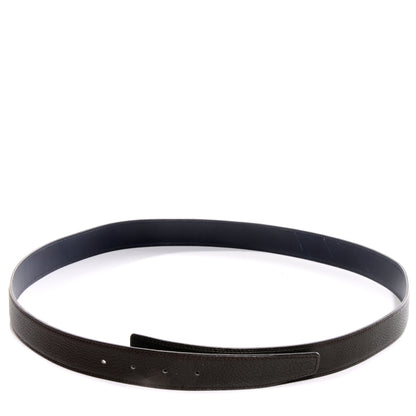 Hermes Taurillon Clemence Box Reversible 32mm Belt Strap 110 Vert Caucase Indigo 1 of 4