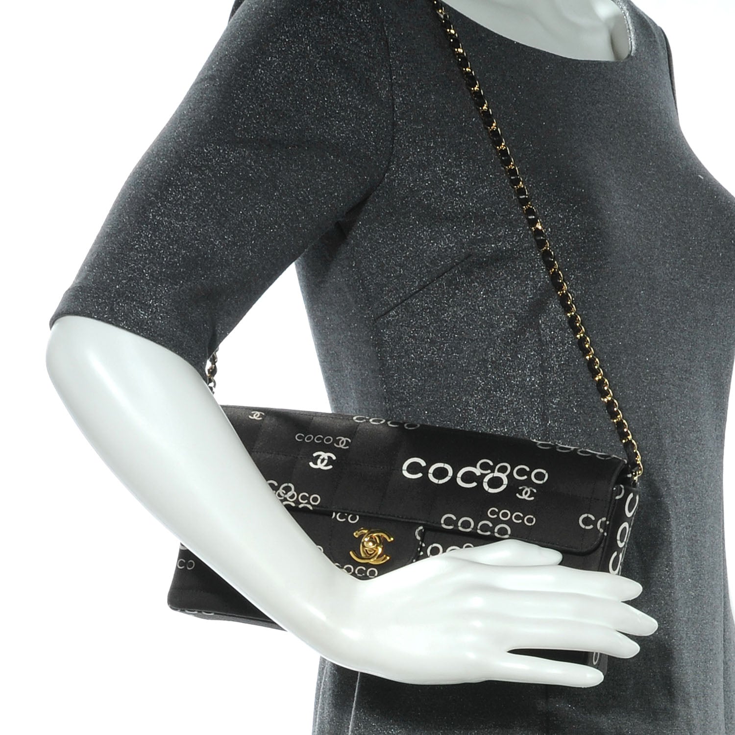 Chanel Canvas Chocolate Bar Quilted Coco East West Flap Black 2 of 7
