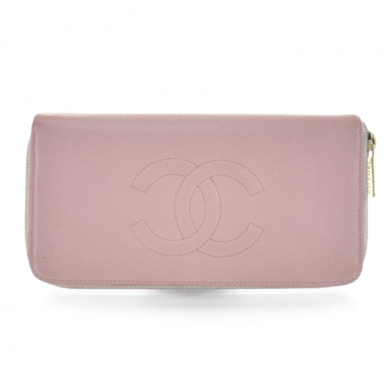 Chanel Caviar Zip Around Wallet Pink 1 of 8