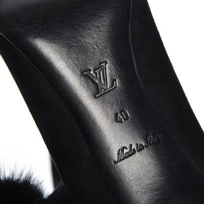 Louis Vuitton Suede Fur Pom Pumps 40 Black 6 of 8