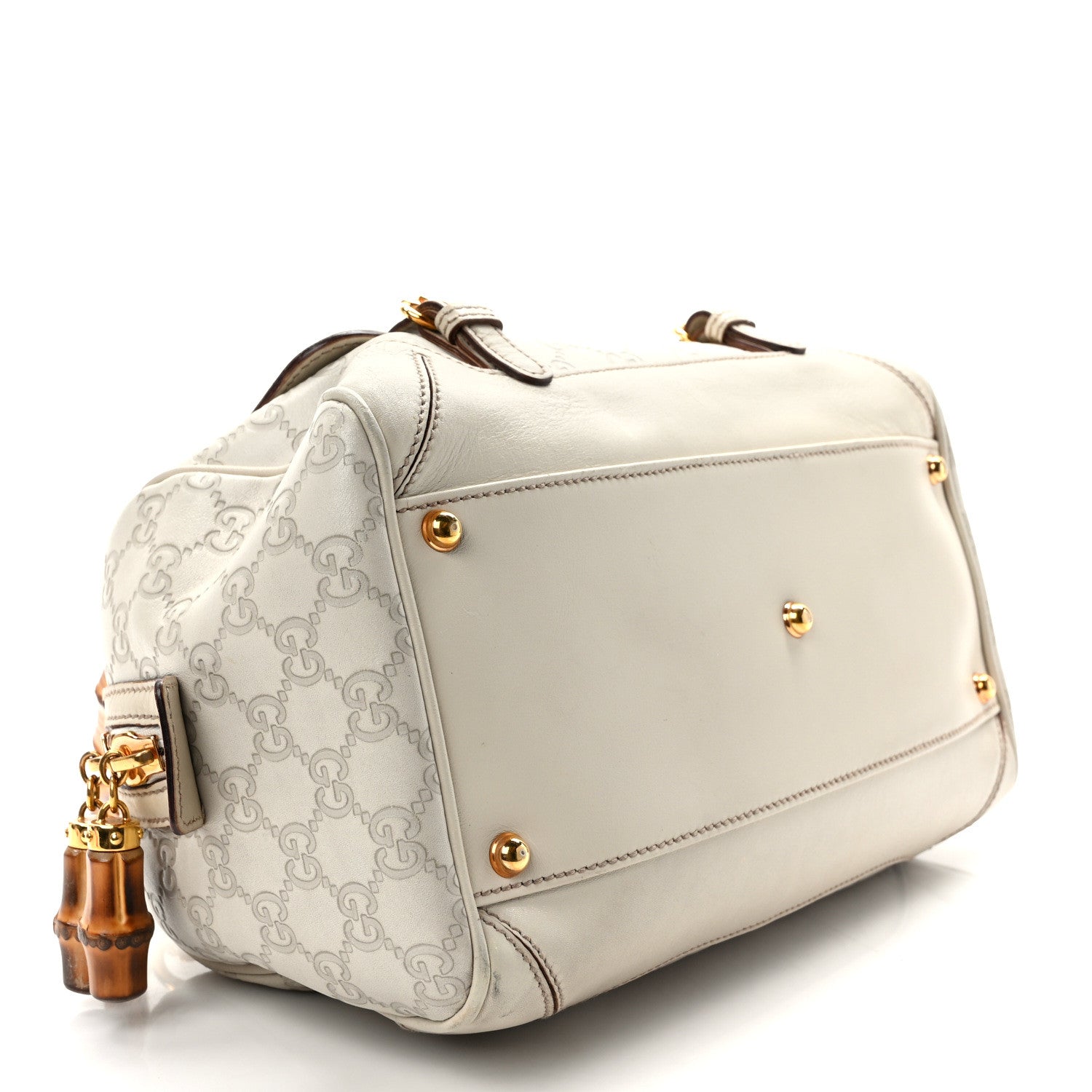 Gucci Guccissima Bamboo Top Handle Boston Bag Off White 4 of 11