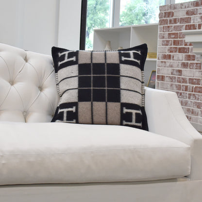 Hermes Wool Cashmere Avalon III Pillow PM Ecru Black 2 of 6