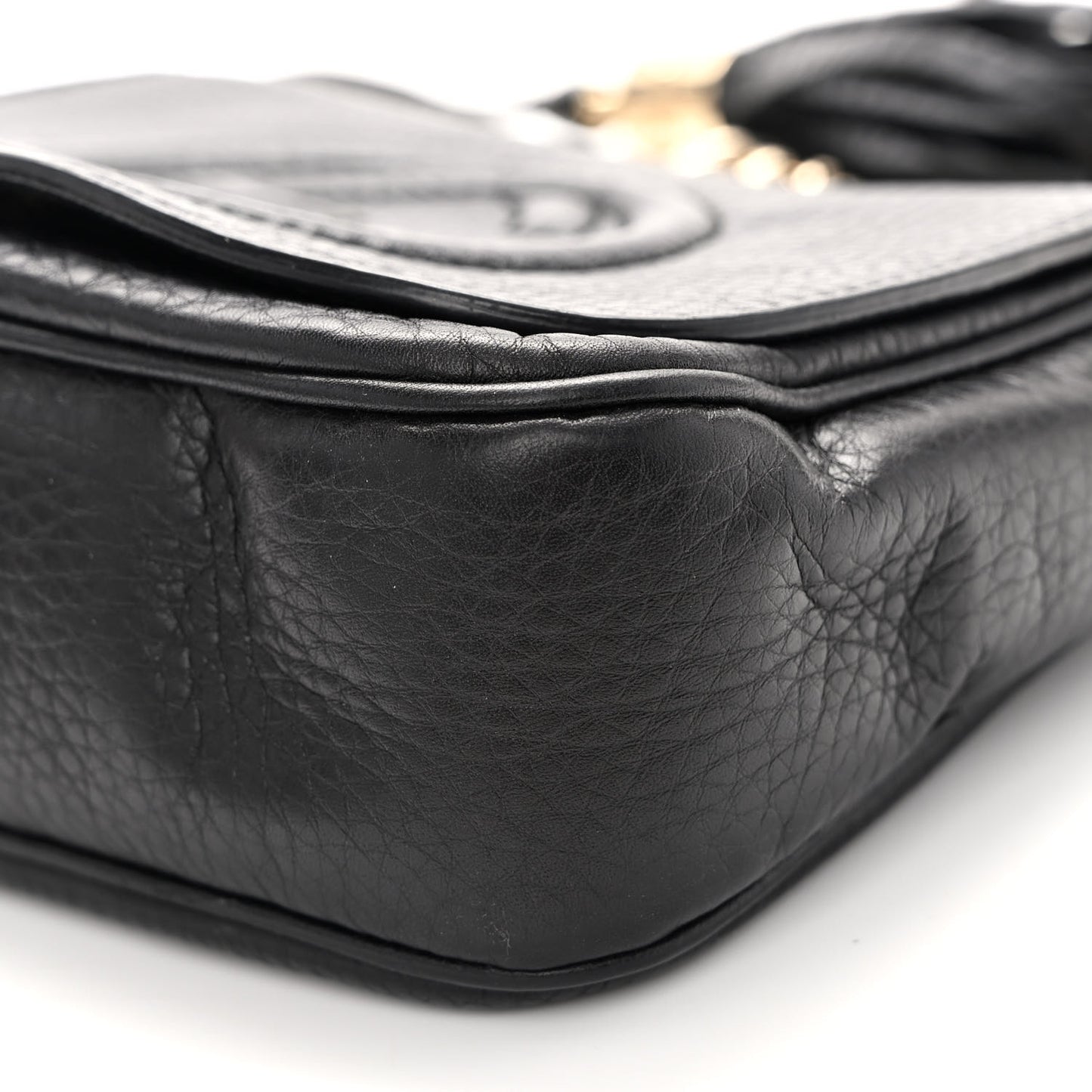 Pebbled Calfskin Small Soho Flap Crossbody Black