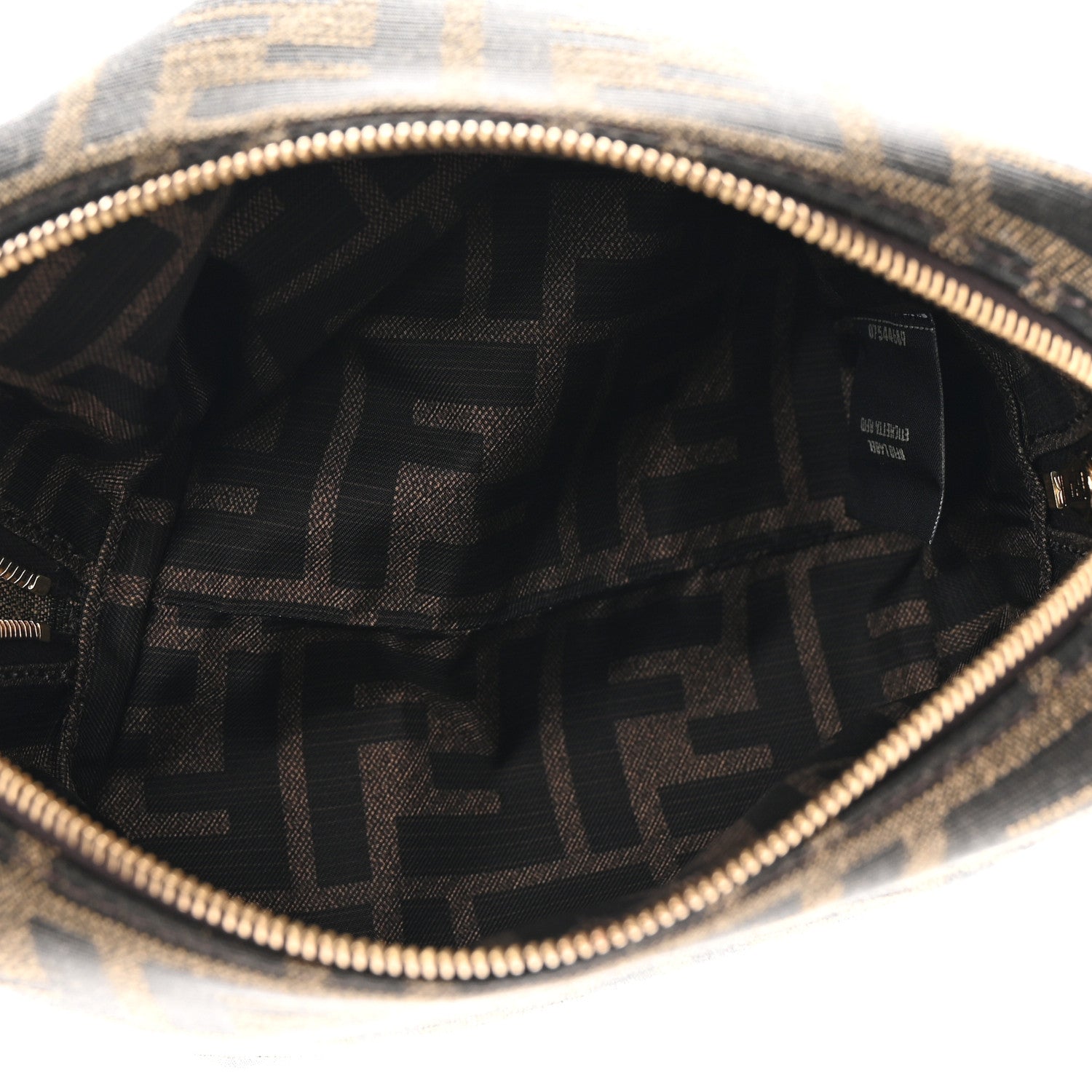 Fendi Fabric Jacquard FF 1974 Small Trapezoid Beauty Pouch Tobacco Moro Black 5 of 9