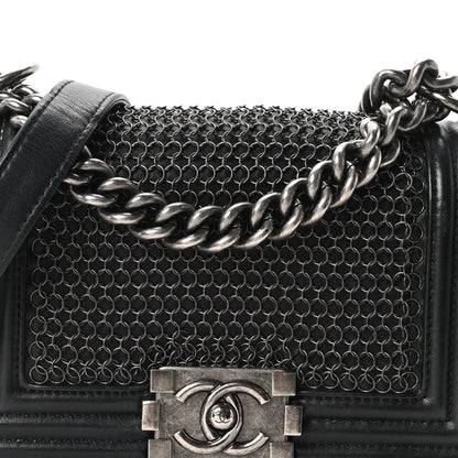 Chanel Lambskin Quilted Small Chain Mail Boy Flap Black 8 of 10