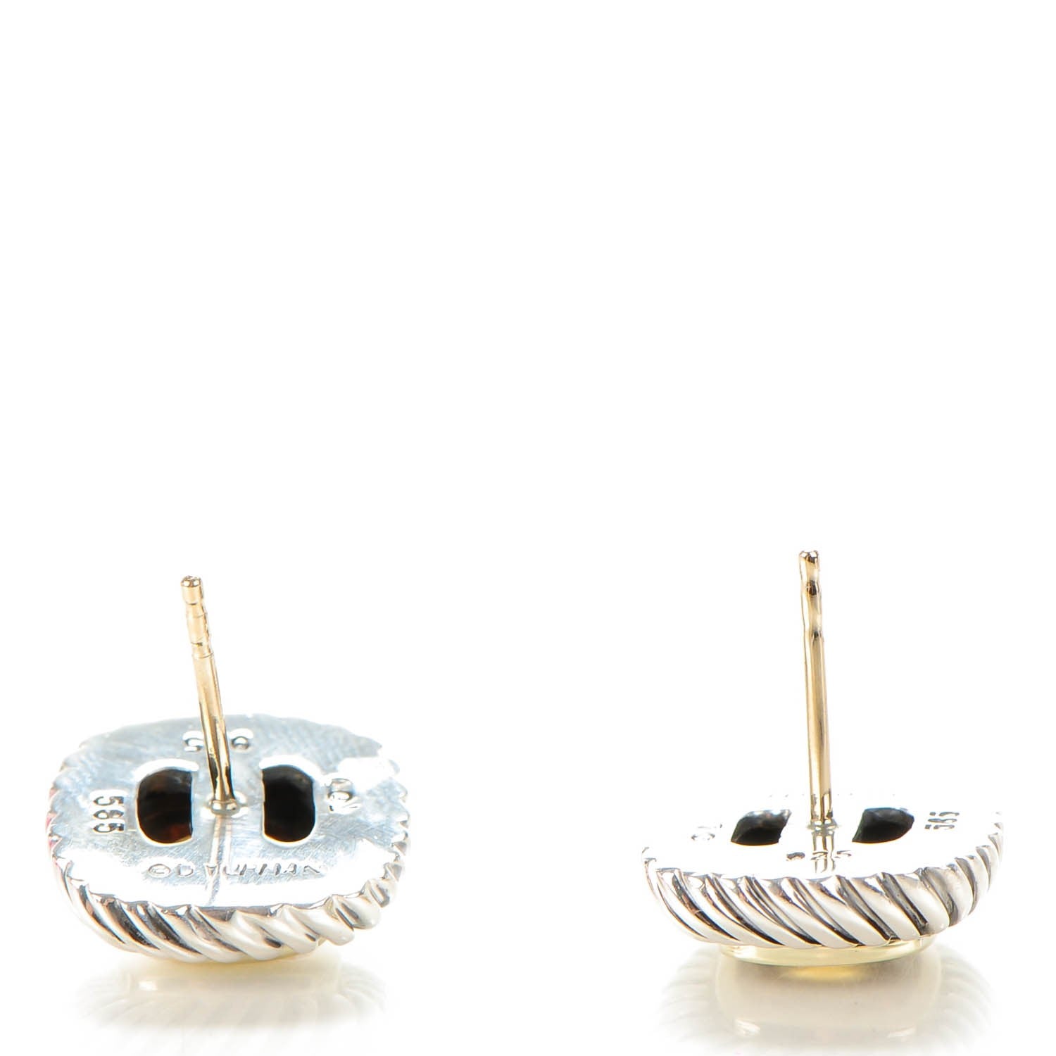 David Yurman Sterling Silver 14K Yellow Gold Citrine 7mm Albion Cable Earrings 3 of 5