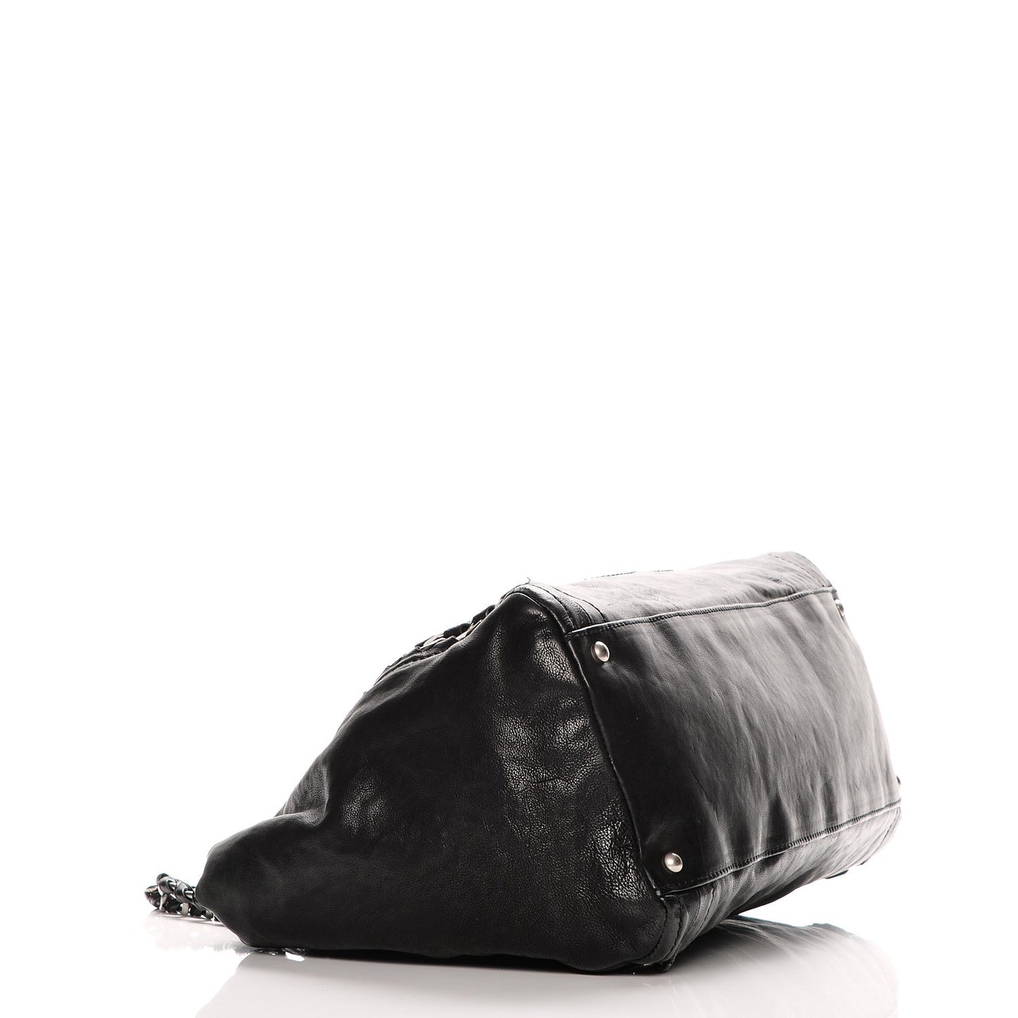 Glazed Caviar East West Modern Chain Tote Black