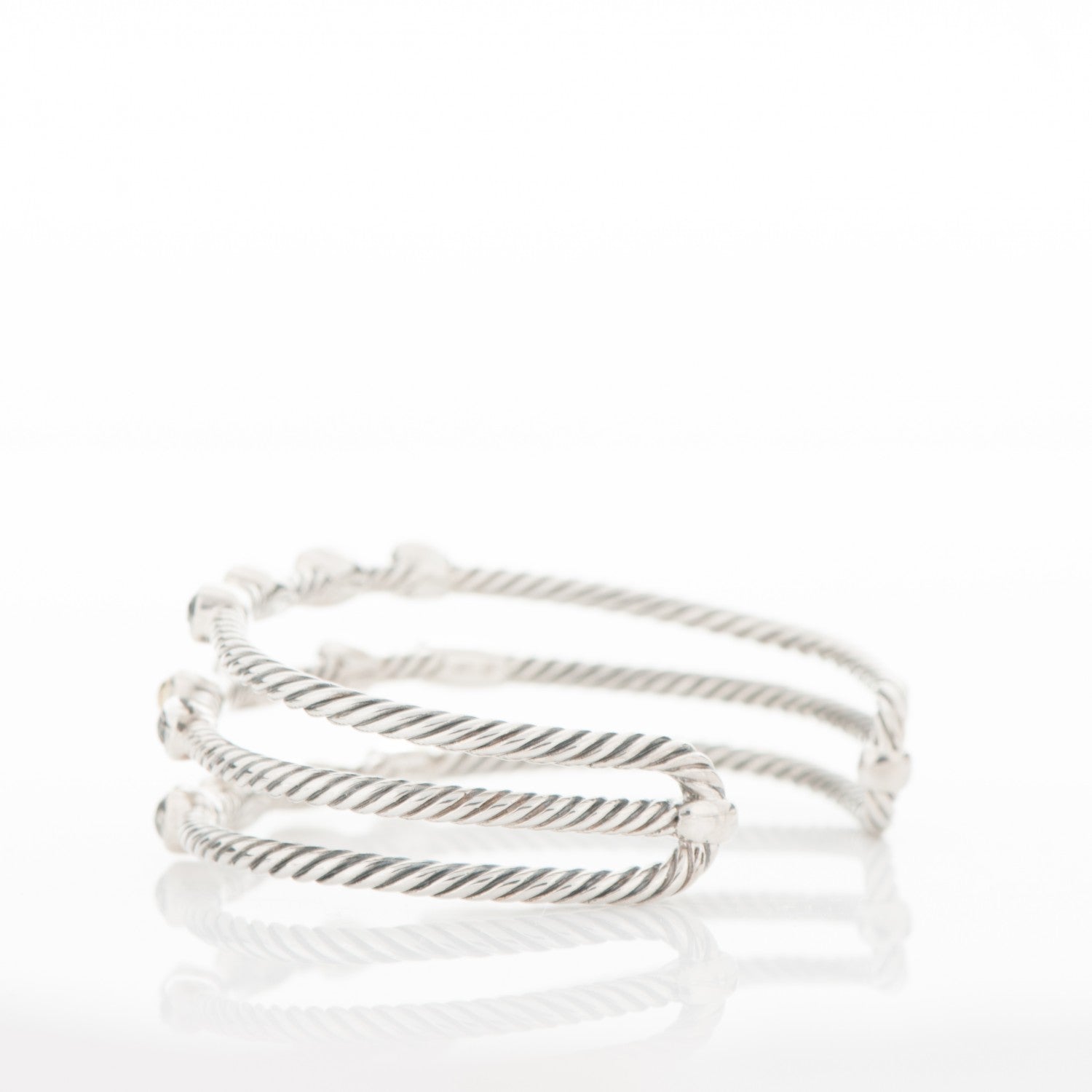 David Yurman Sterling Silver 18K Yellow Gold Black Diamond Hematite Black Onyx Three Row Confetti Cuff Bracelet 3 of 5