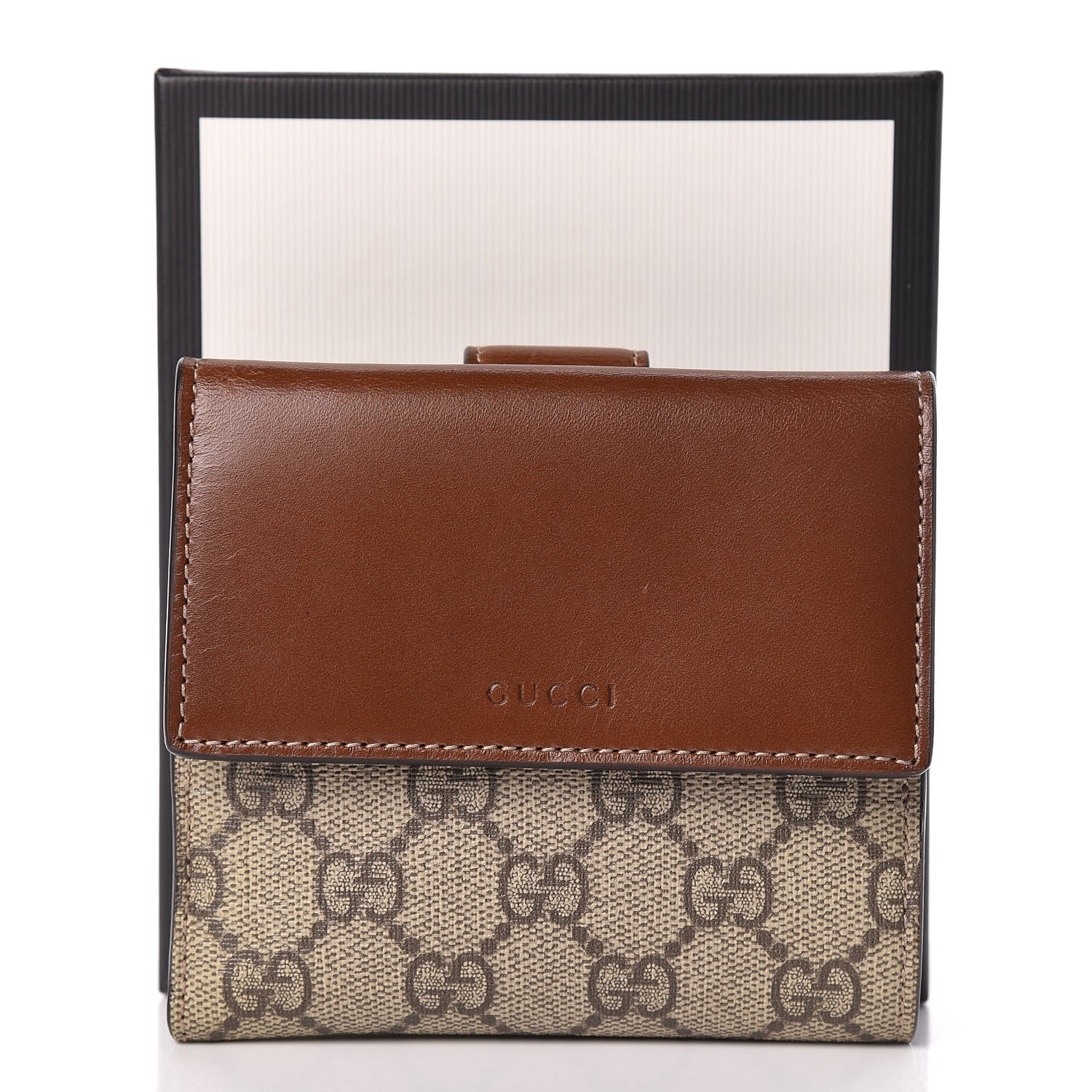 Gucci GG Supreme Monogram French Flap Wallet Brown 8 of 8