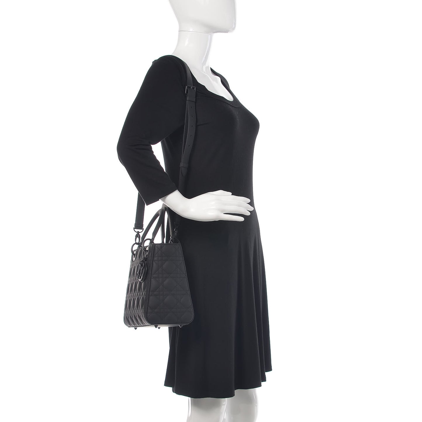 Ultra Matte Calfskin Cannage Medium Lady Dior Black