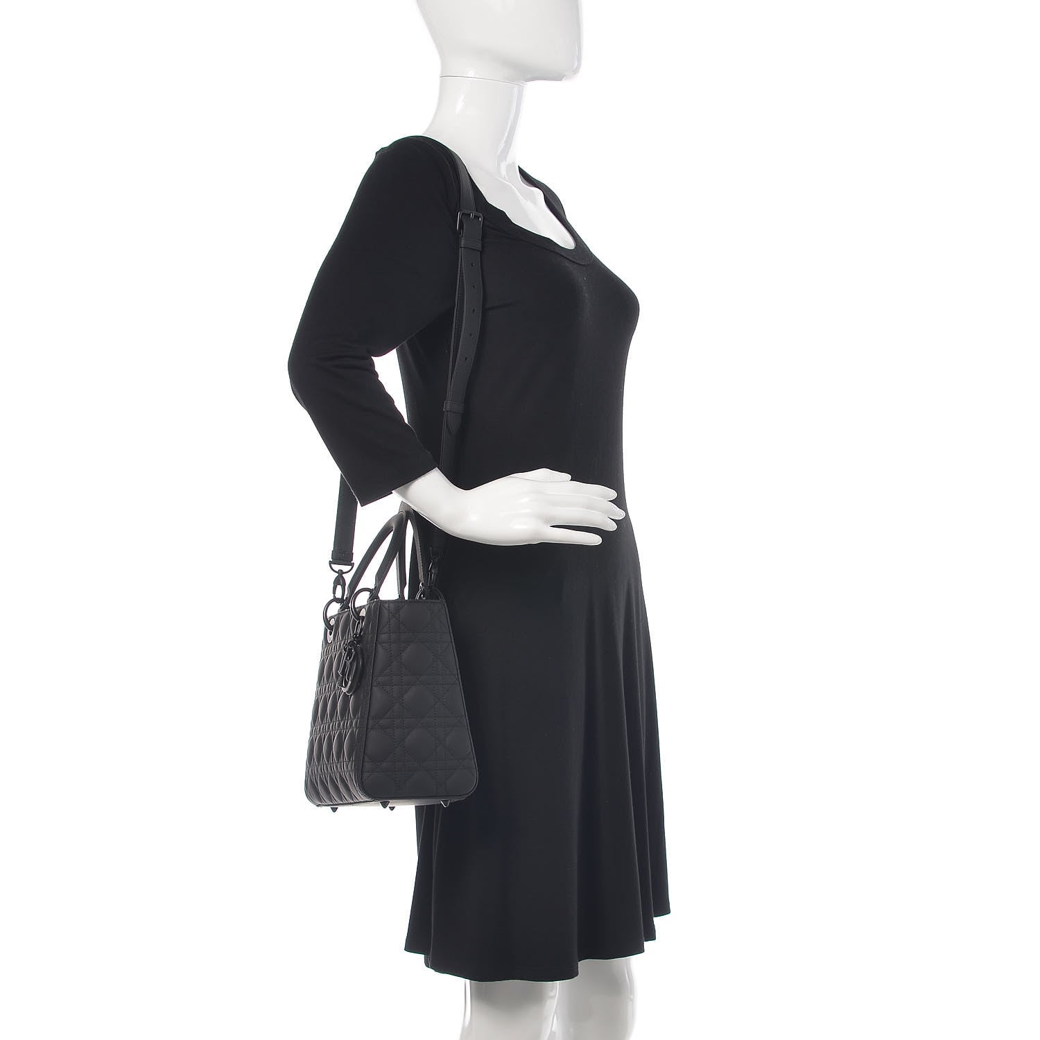Christian Dior Ultra Matte Calfskin Cannage Medium Lady Dior Black 2 of 12