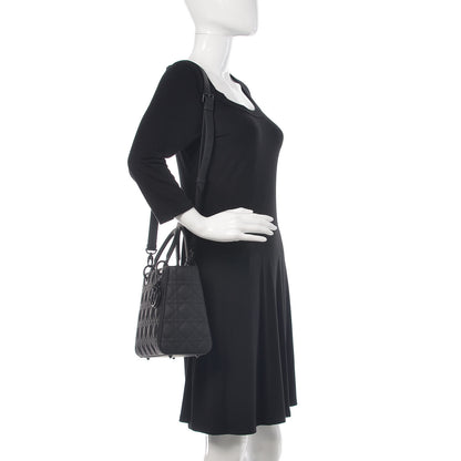 Christian Dior Ultra Matte Calfskin Cannage Medium Lady Dior Black 2 of 12