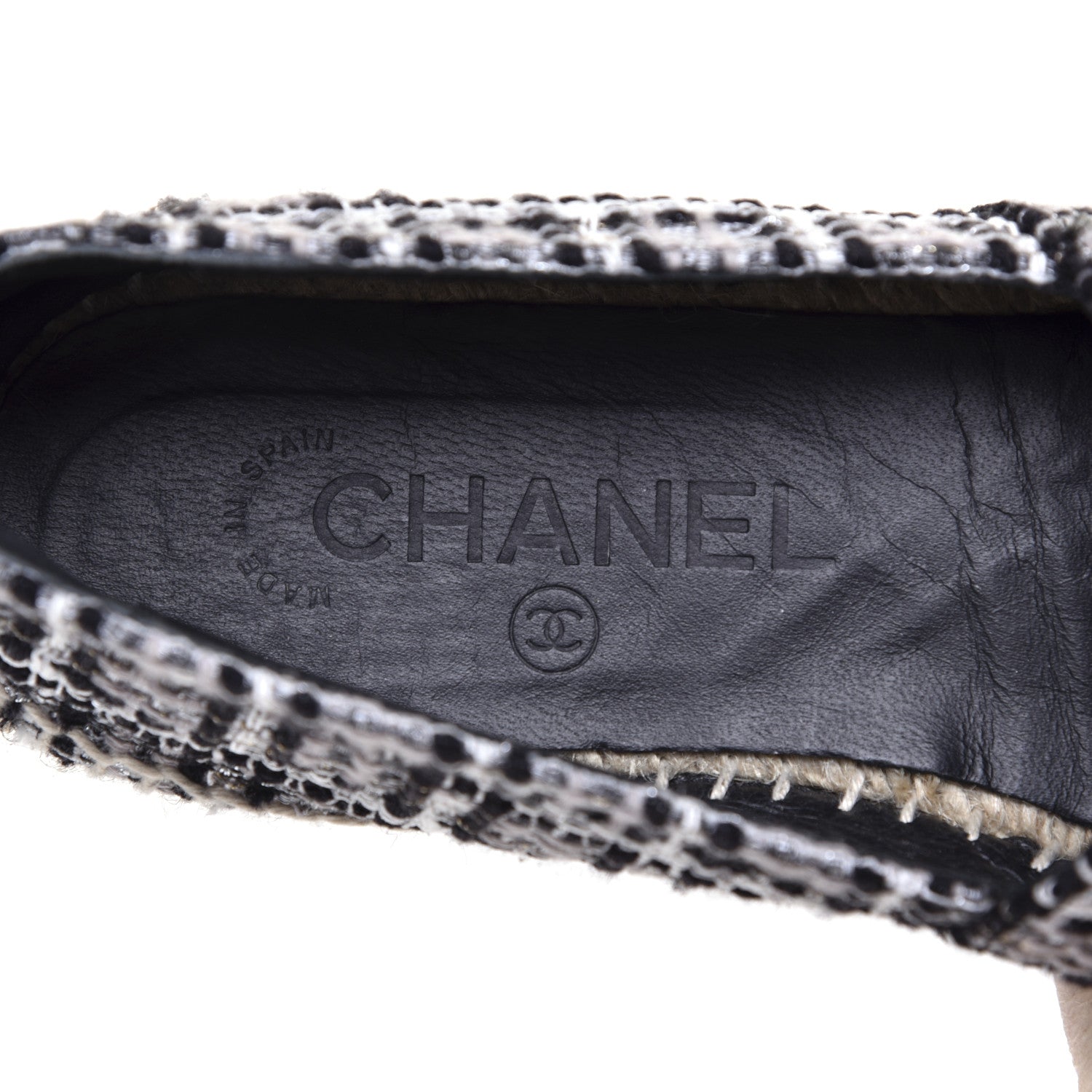 Chanel Tweed CC Espadrilles 36 Black White 8 of 10