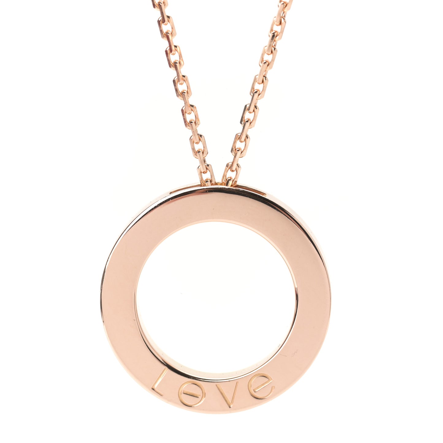 18K Pink Gold Diamond LOVE Paved Necklace