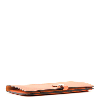 Hermes Togo Dogon Duo Wallet Orange Poppy Rose Candy 9 of 12