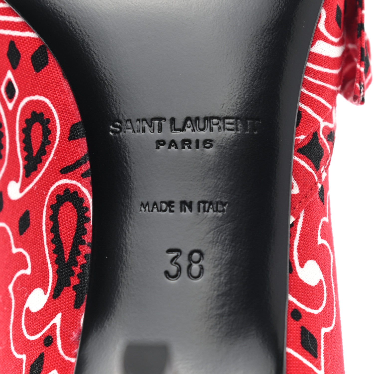 Saint Laurent Bandana Charlotte Kitten Heel Pumps 38 Red 8 of 8