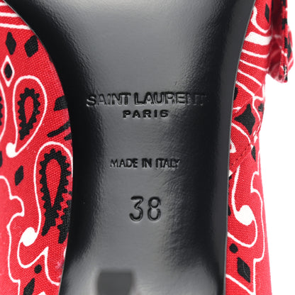 Saint Laurent Bandana Charlotte Kitten Heel Pumps 38 Red 8 of 8