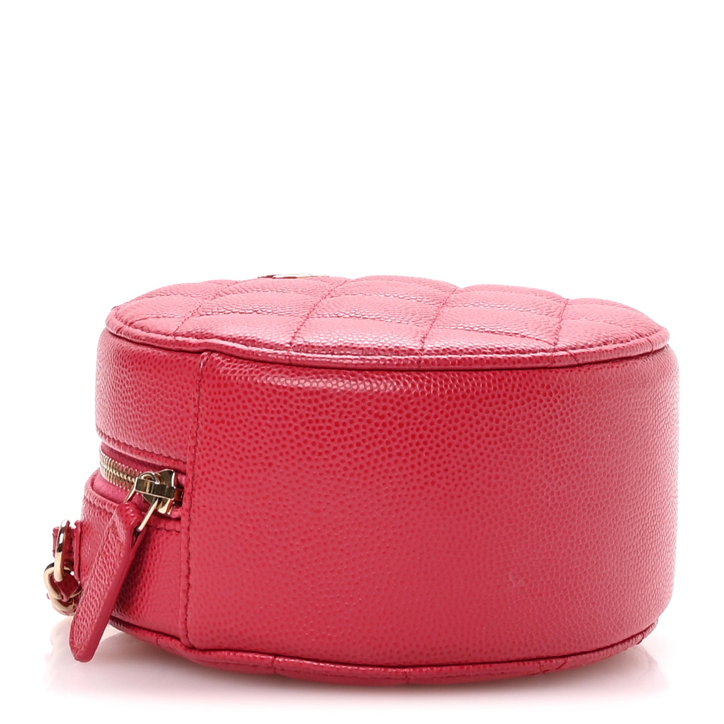 Caviar Quilted Round Clutch With Chain Pink