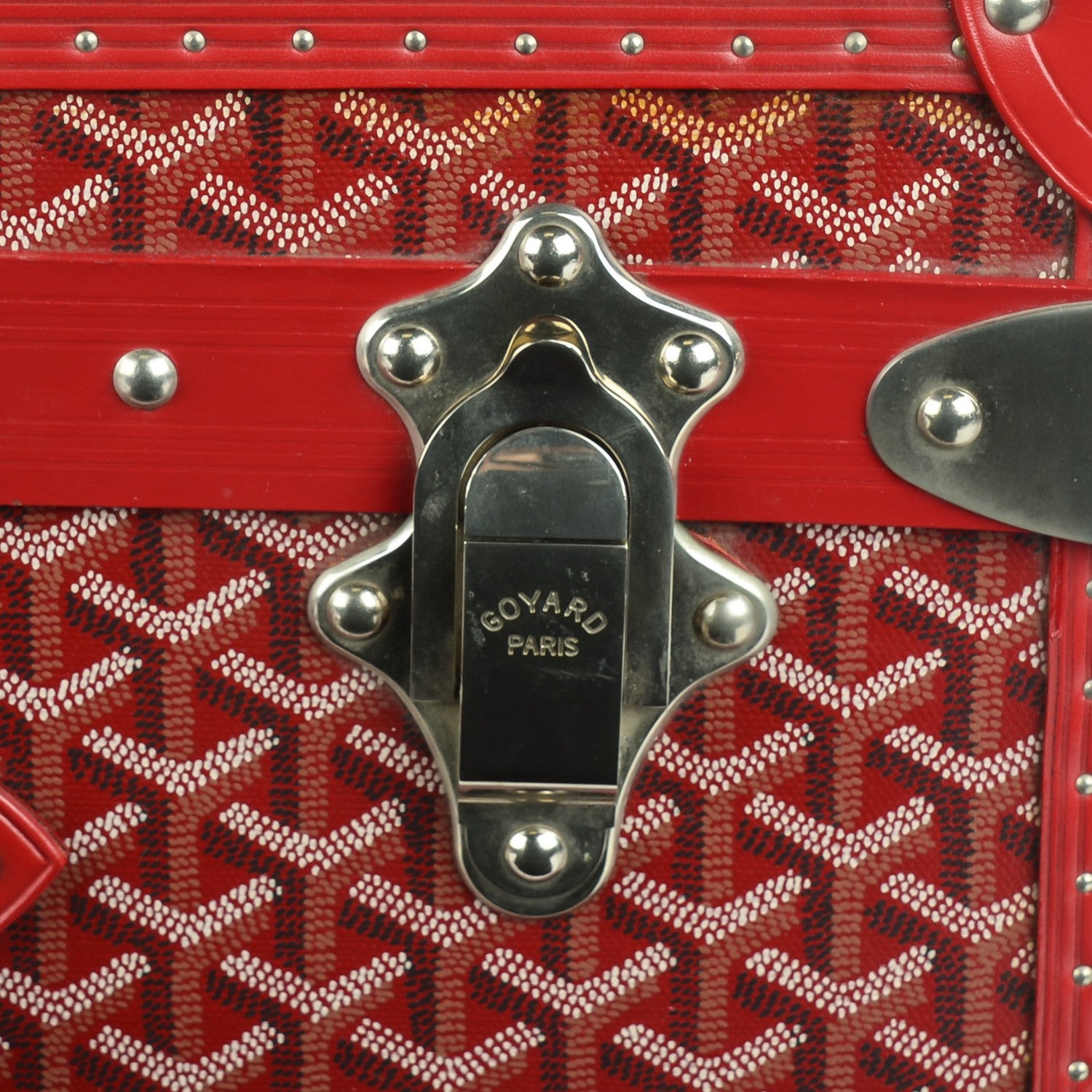 Goyard Goyardine Valise Palace 55 Travel Trunk Red 3 of 12