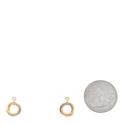 Cartier 18K Pink Yellow White Gold Diamond Trinity Drop Earrings 2 of 4