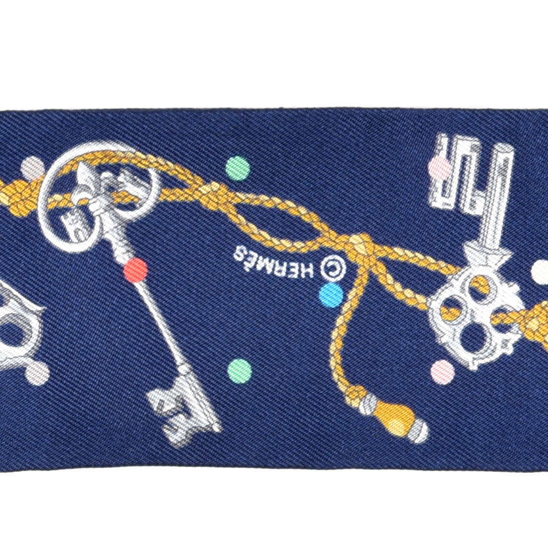 Hermes Silk Les Cles A Pois Twilly Marine Gris Argent 2 of 4