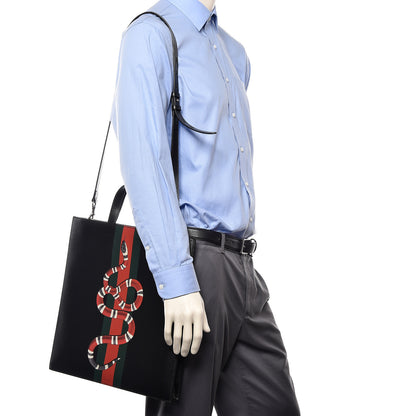 Gucci Calfskin Kingsnake Print Vertical Tote Black 2 of 11