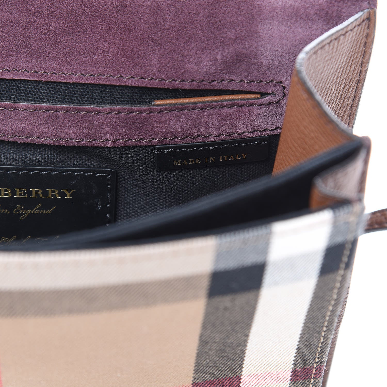 Burberry Derby Calfskin House Check Small Macken Crossbody Bag Tan 16 of 16